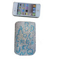 Luxury Bling Holster covers Letter diamond crystal cases for iPhone 4G - White