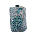 Luxury Bling Holster covers Metal Peacock diamond crystal cases for iPhone 4G - Blue
