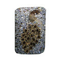 Luxury Bling Holster covers Metal Peacock diamond crystal cases for iPhone 4G - Brown