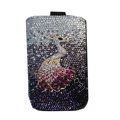 Luxury Bling Holster covers Metal Peacock diamond crystal cases for iPhone 4G - Pink