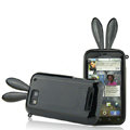 Imak Rabbit covers Bunny cases for Motorola MB525 Defy ME525 - Black (+High transparent screen protector)
