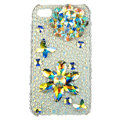 Bling Flowers butterflys S-warovski diamond crystals cases covers for iPhone 4G - White