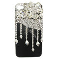 Bling Flowers raindrop S-warovski crystals diamond cases covers for iPhone 4G - White