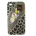 Bling Leopard S-warovski crystals diamond cases covers for iPhone 4G - Black