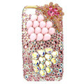 Bling Pearl flower S-warovski crystals diamond cases covers for iPhone 4G - Pink