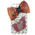 Bling S-warovski Bowknot Butterfly crystal diamond cases covers for iPhone 4G - Red