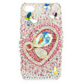 Bling S-warovski Heart Butterfly covers diamond crystal cases for iPhone 4G - Pink