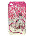 Bling S-warovski Heart Joey covers diamond crystal cases for iPhone 4G - Pink