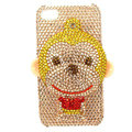 Bling S-warovski Monkey crystals diamond cases covers for iPhone 4G - Yellow