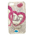 Bling S-warovski lovers Heart covers diamond crystal cases for iPhone 4G - Rose