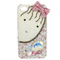 Bling bowknot S-warovski crystals diamond cases covers for iPhone 4G - Pink EB002