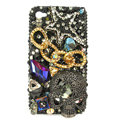 Bling Skull chain S-warovski crystals diamond cases covers for iPhone 4G - Black