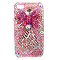 Bling bowknot S-warovski crystal diamond cases covers for iPhone 4G - Pink EB003