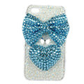 Bling bowknot S-warovski crystals diamonds cases covers for iPhone 4G - Blue