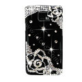 Bling Black Flowers S-warovski crystals diamond cases covers for Samsung i9100 Galasy S II S2 - Black