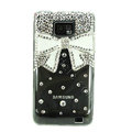 Bling Bowknot S-warovski crystals diamond cases covers for Samsung i9100 Galasy S II S2 - White