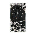 Bling Flowers S-warovski crystals diamond cases transparency covers for Samsung i9100 Galasy S II S2 - Black