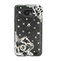 Bling Flowers S-warovski crystals diamond silicone cases covers for Samsung i9100 Galasy S II S2 - Black