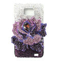 Flower bling S-warovski crystals diamond cases covers for Samsung i9100 Galasy S II S2 - Purple
