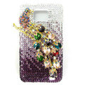 Magpies bling S-warovski crystals diamond cases covers for Samsung i9100 Galasy S II S2 - Purple
