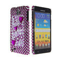 Bling Heart crystals diamond cases covers for Samsung Galaxy Note I9220 - Purple