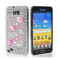 Bling Hearts crystals diamond cases covers for Samsung Galaxy Note I9220 - Pink