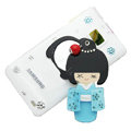 Bling Japanese kimono doll crystals cases covers for Samsung i9100 Galasy S II S2 - Blue