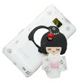 Bling Japanese kimono doll crystals cases covers for Samsung i9100 Galasy S II S2 - White