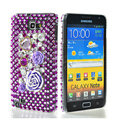 Bling flower 3D crystals diamond cases covers for Samsung Galaxy Note I9220 - Purple