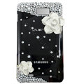 Bling flower S-warovski crystals diamond cases covers for Samsung Galaxy Note I9220 - Black