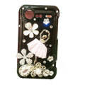 Bling Ballet girl crystals diamond cases covers for HTC Incredible S S710e G11 - Black