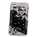 Bling Black Camellia crystals diamond cases covers for HTC Incredible S S710e G11 - Black