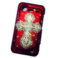 Bling Cross crystals diamond cases covers for HTC Incredible S S710e G11 - Red