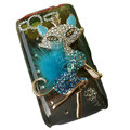 Bling Fox crystals diamond cases covers for HTC Salsa G15 C510e - Blue