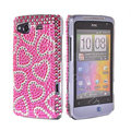 Bling Heart crystals diamond cases covers for HTC Salsa G15 C510e - Pink