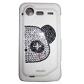 Bling Panda crystals diamond cases covers for HTC Incredible S S710e G11 - White