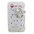 Bling Pearl flower crystals diamond cases covers for HTC Incredible S S710e G11 - White