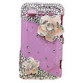 Bling Pink Camellia crystals diamond cases covers for HTC Incredible S S710e G11 - Rose