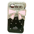 Bling Pink bowknot crystals diamond cases covers for HTC Incredible S S710e G11 - Black
