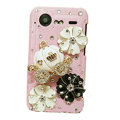 Bling Pumpkin flower crystals diamond cases covers for HTC Incredible S S710e G11 - Pink