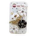 Bling Pumpkin flower crystals diamond cases covers for HTC Incredible S S710e G11 - White