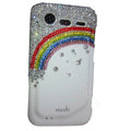Bling Rainbow crystals diamond cases covers for HTC Incredible S S710e G11 - White