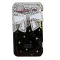 Bling White bowknot crystals diamond cases covers for HTC Incredible S S710e G11 - Black