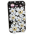 Bling flowers crystals diamond cases covers for HTC Incredible S S710e G11 - Black
