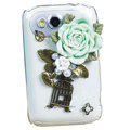 Bling flowers crystals diamond cases covers for HTC Salsa G15 C510e - Green