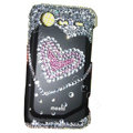 Bling heart crystals diamond cases covers for HTC Incredible S S710e G11 - Black