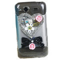 Bling heart flowers crystals diamond cases covers for HTC Salsa G15 C510e - Pink