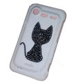Bling kitten crystals diamond cases covers for HTC Incredible S S710e G11 - Black