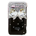 White bowknot bling crystals diamond cases covers for HTC Incredible S S710e G11 - Black