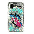 Bling Butterfly crystals cases diamond covers for HTC Incredible S S710e G11 - Blue